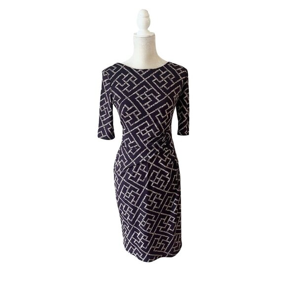 Connected Apparel Geometric Print Dress Size 6 Polyester Spandex - Picture 1 of 5